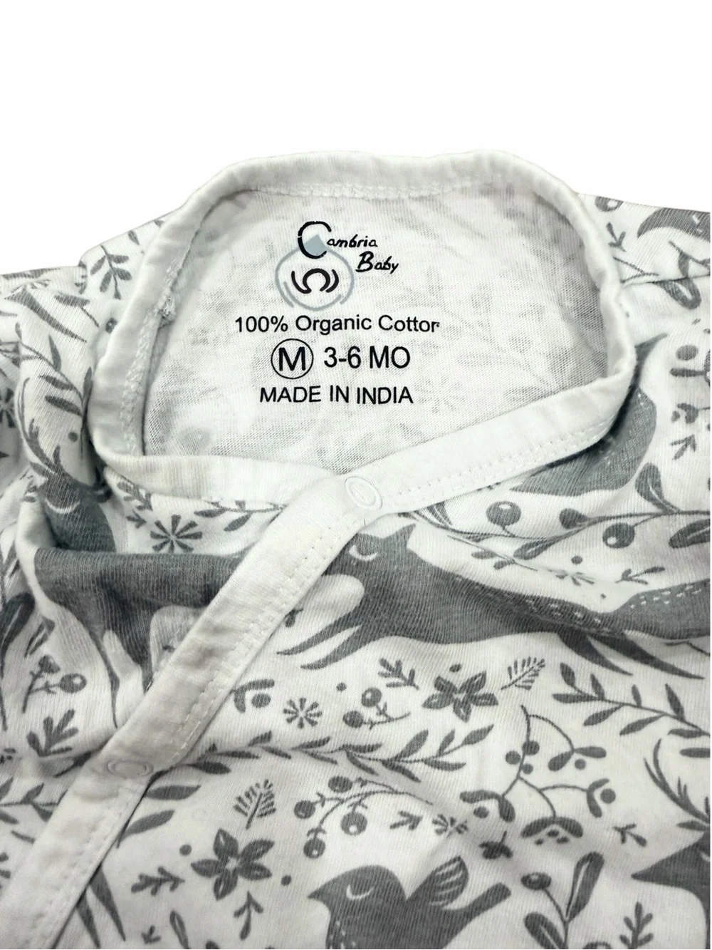 NWOT 3-6M Cambria Baby Organic Cotton Kimono Gown Snap Forest Animal Print